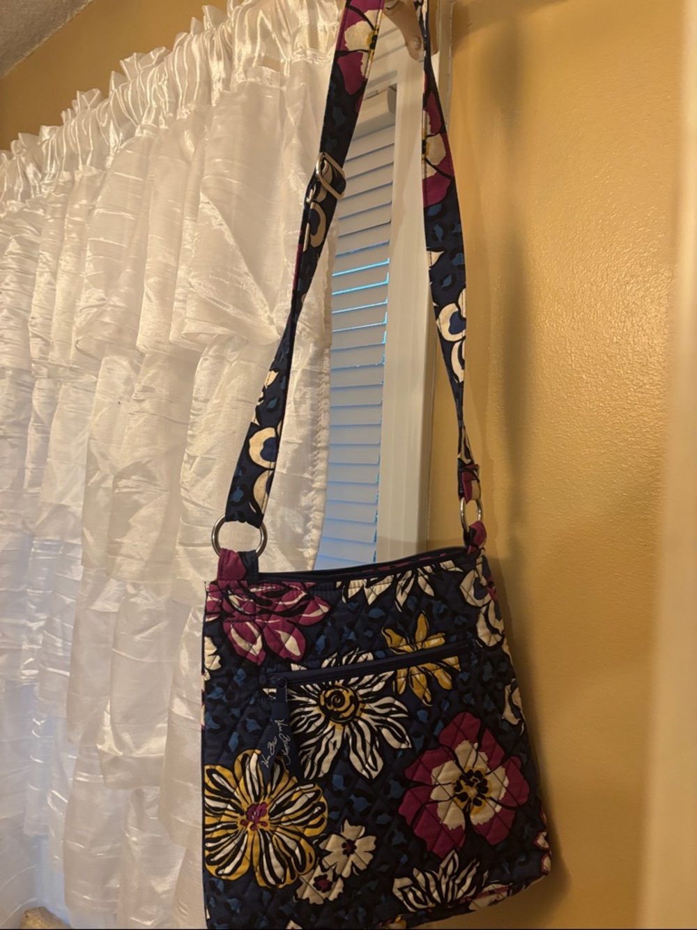 Vera Bradley Floral Quilted Crossbody - Navy, Purple & Yellow - Picture 6 of 7